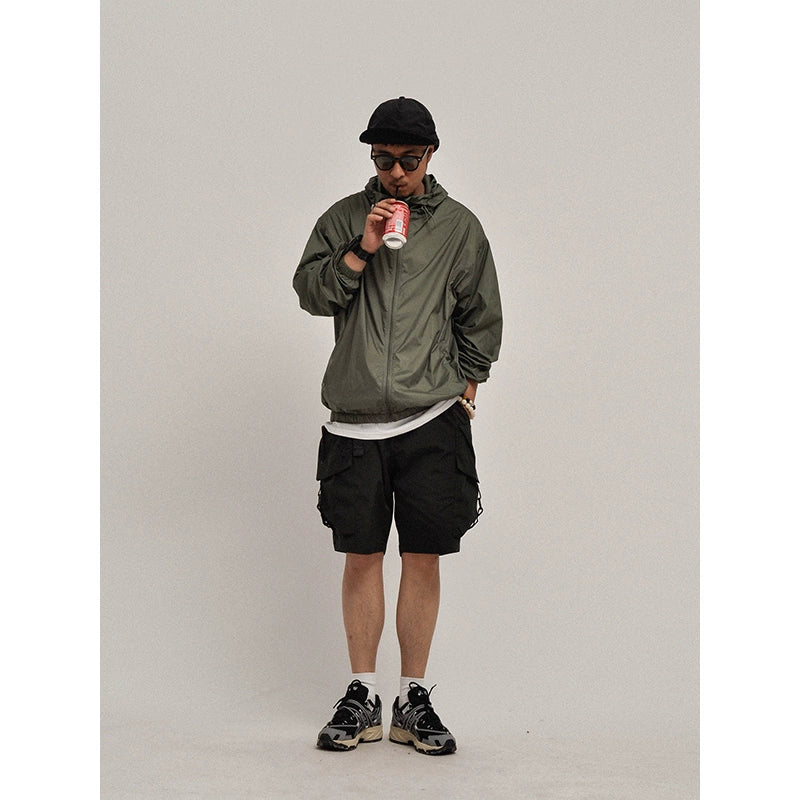 Summer function outdoor light breathable pure color loose hooded sunscreen clothes