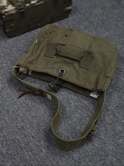 TSD Vintage Handmade Leather Goods Classic Vintage Elements Canvas Heavyweight Newsboy Crossbody Bag Single Shoulder Bag 8667