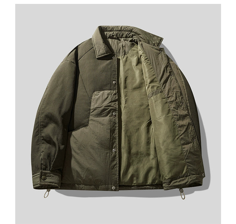 Vintage Patchwork 90% Duck Down Shirt Jacket – Contrasting Texture (Unisex)