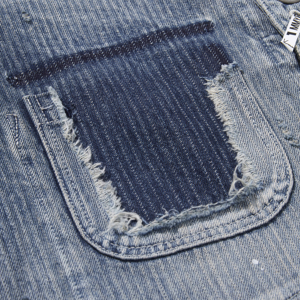 25SS Japanese washed water old loose lapel denim coat