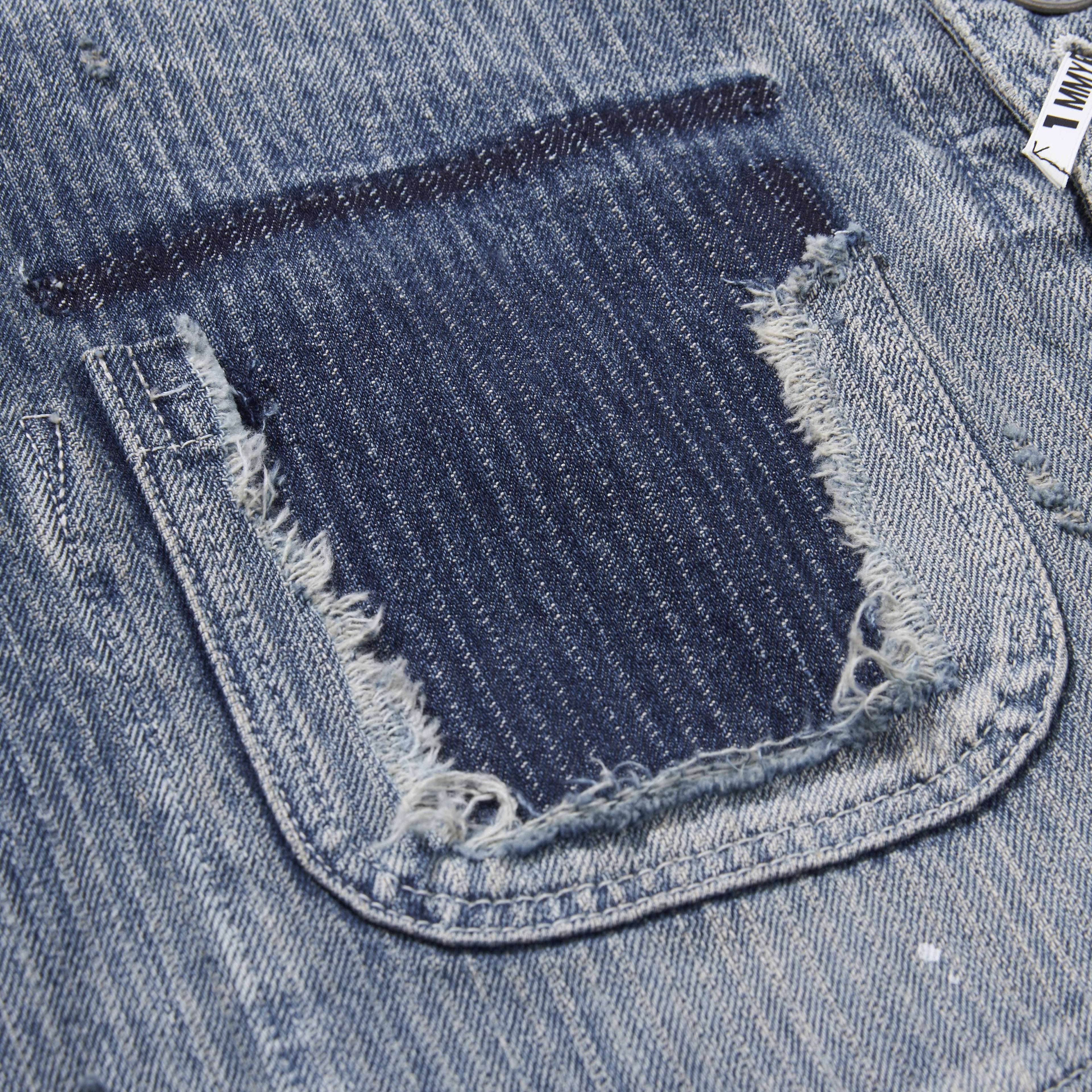 25SS Japanese washed water old loose lapel denim coat