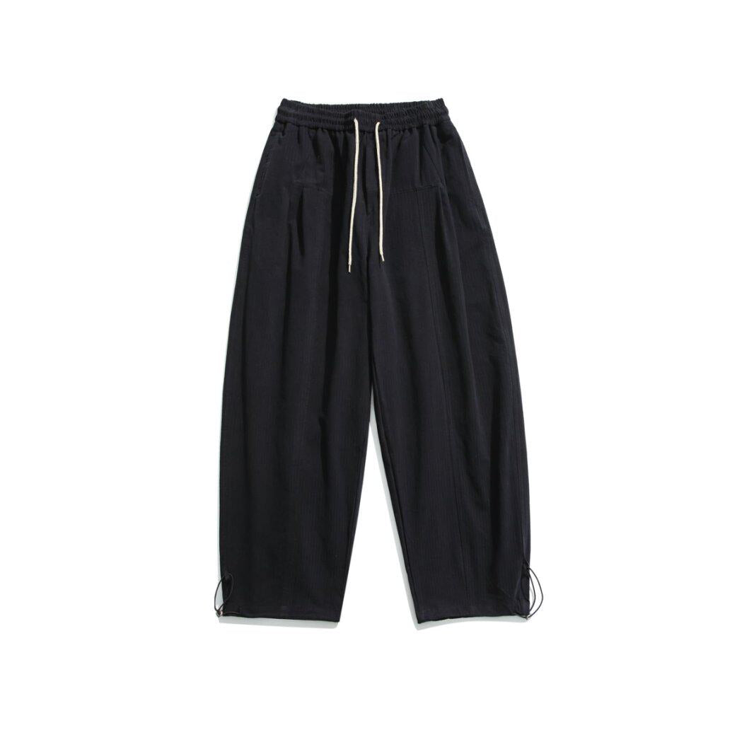 Japanese Retro Washed Cotton Wide Leg Cargo Pants – Elastic Waist Loose Straight for Men – Japanese vintage | fall outfits 2026 | fall winter outfits | classy winter outfits | lazy comfy outfits | japanese streetwear | vintage workwear | yamalin clothes | Yamalinclothes