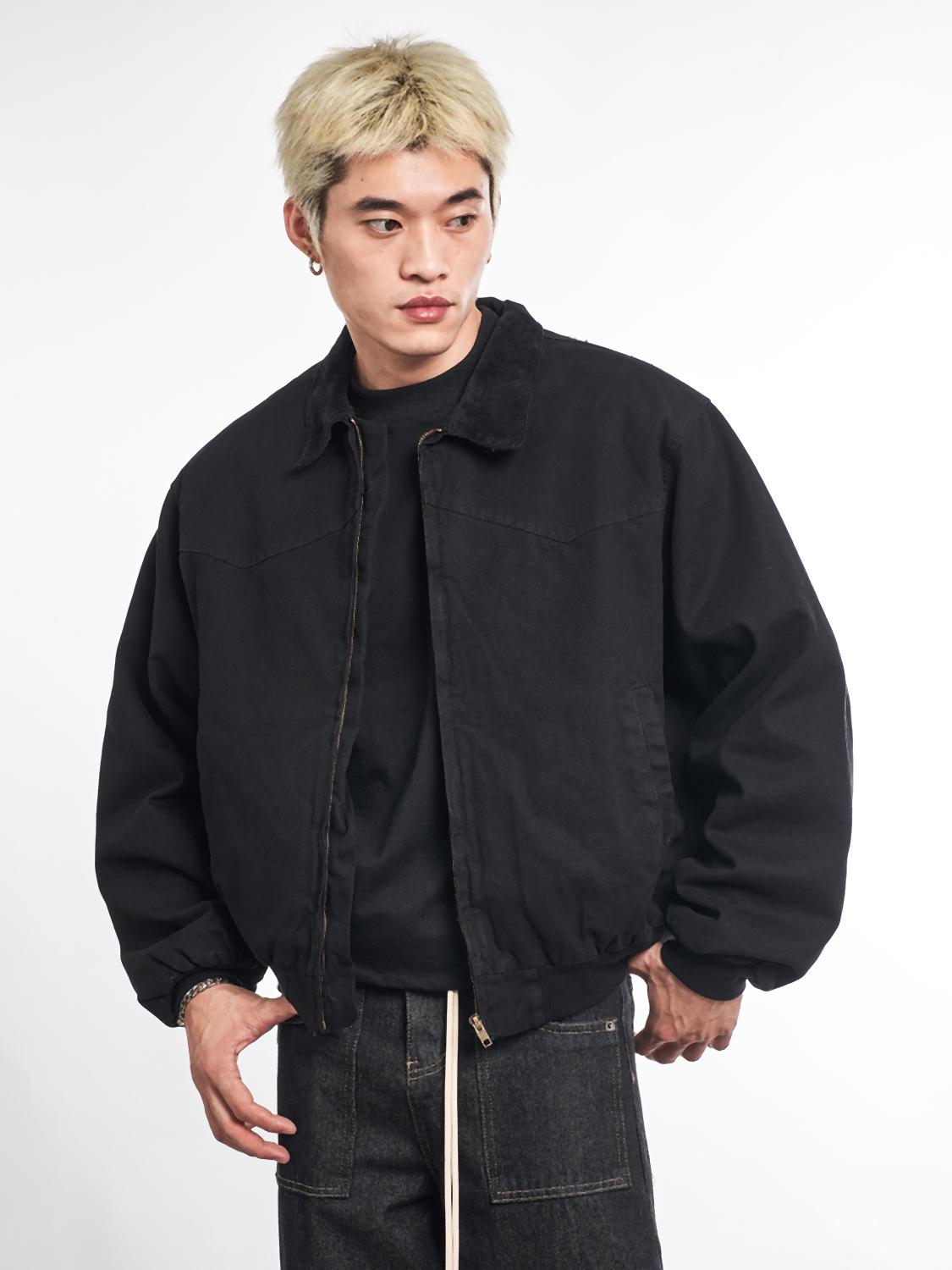 Detroit Cargo Denim Padded Winter Jacket – Retro Lapel Unisex