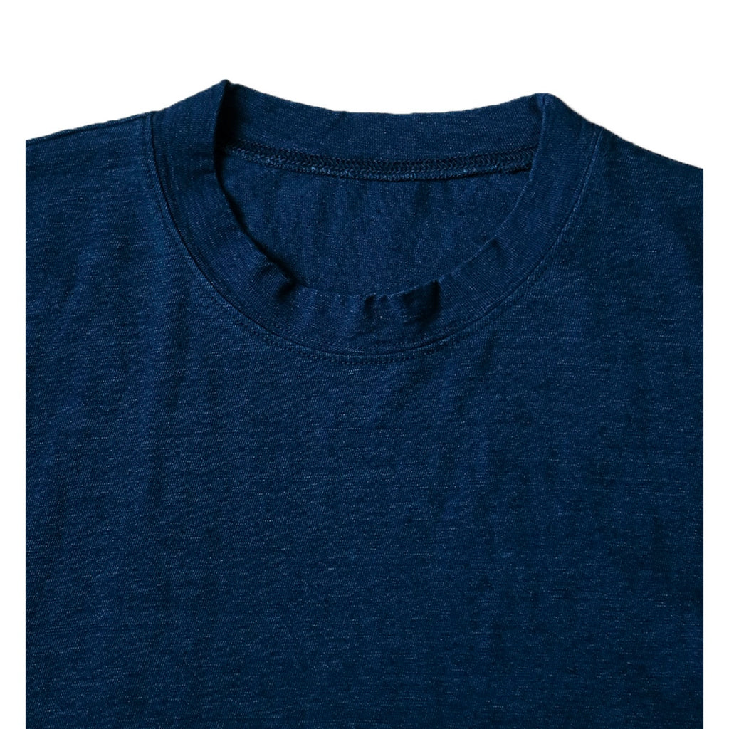 Japanese casual blue-dyed Indian flag cotton crew neck loose short sleeve T-shirt