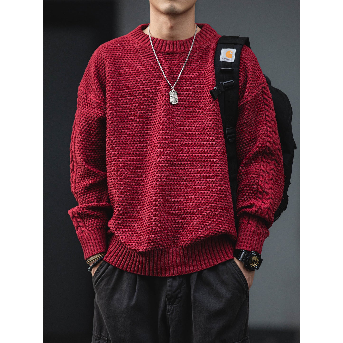 American Vintage Heavyweight Chunky Knit Pullover Sweater – Loose Unisex Autumn Winter – Japanese vintage | yamalin clothes | Yamalinclothes