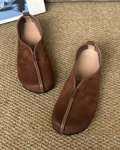 Handmade Artisan Leather Monk Strap Flats – Cotton Linen Style Women's Casual Shoes