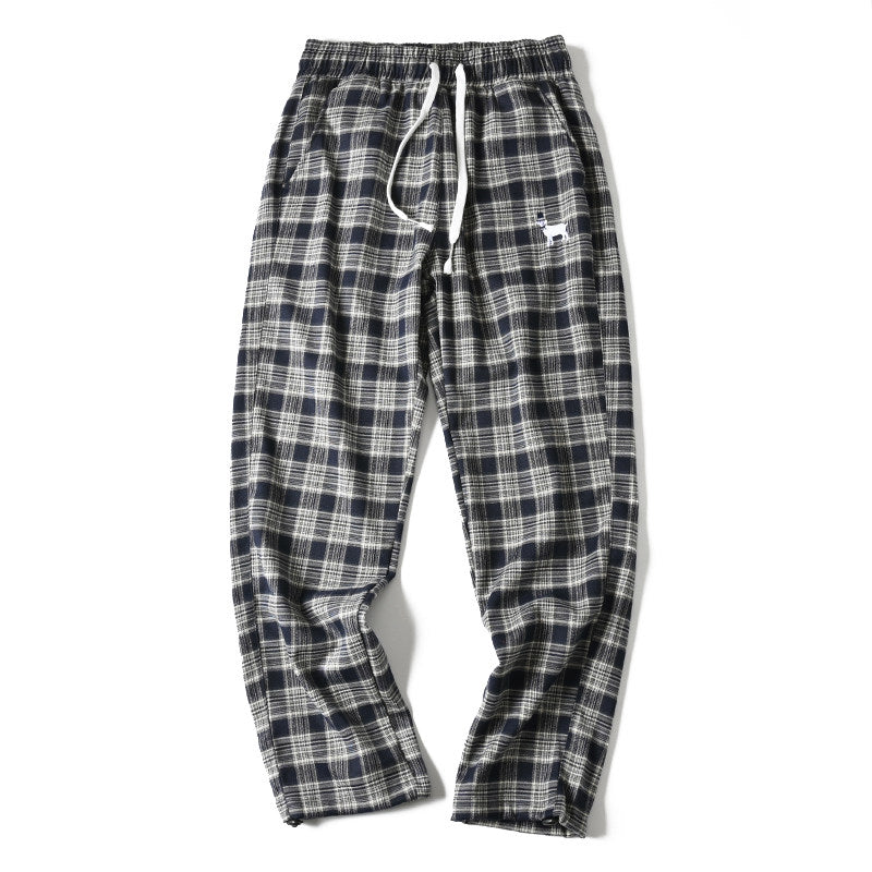 Japanese style retro plaid casual pants, spring/summer thin plaid straight leg tapered harem pants/sports pants – Japanese vintage | yamalin clothes | Yamalinclothes