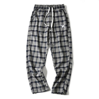 Japanese style retro plaid casual pants, spring/summer thin plaid straight leg tapered harem pants/sports pants – Japanese vintage | yamalin clothes | Yamalinclothes