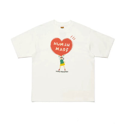 Japanese heavy slub cotton short-sleeved T-shirt loose round collar lovers short tee