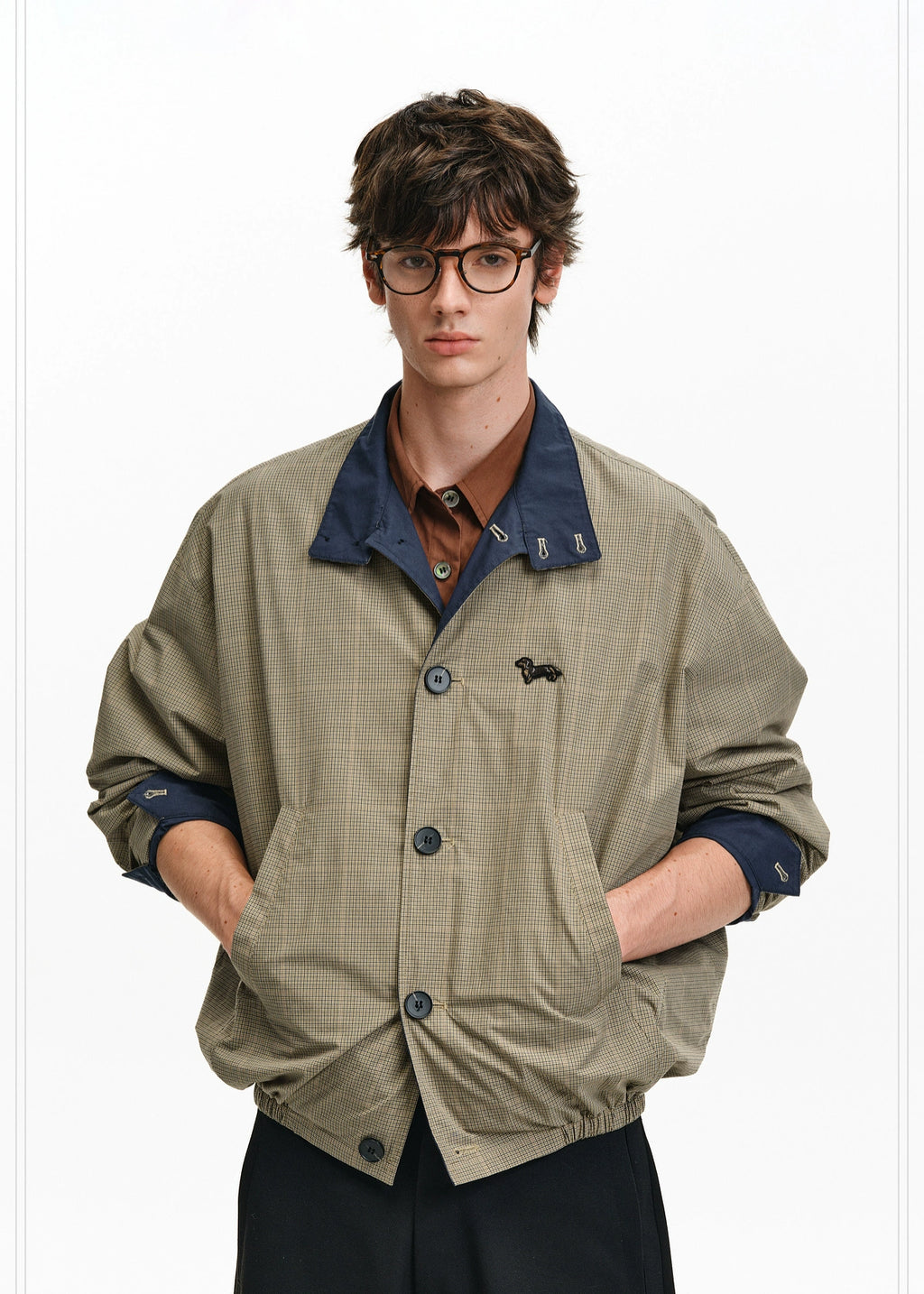 Plaid Structured Trench Coat – Retro Loose Contrast-Color (Unisex)