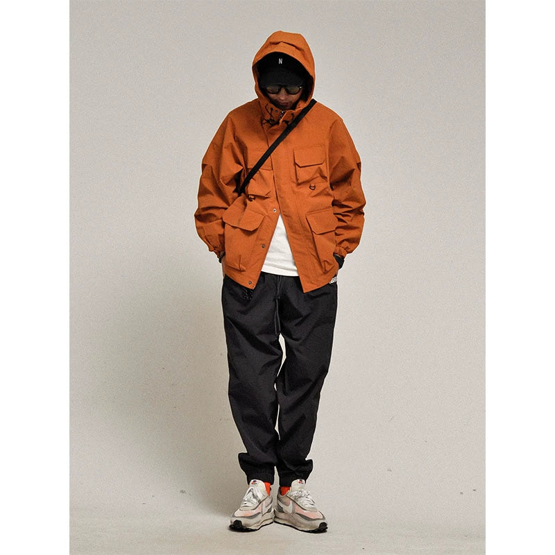 Mountain system! Camping control! Japanese autumn and winter outdoor function multi-pocket loose hooded waterproof men's jacket jacket tide