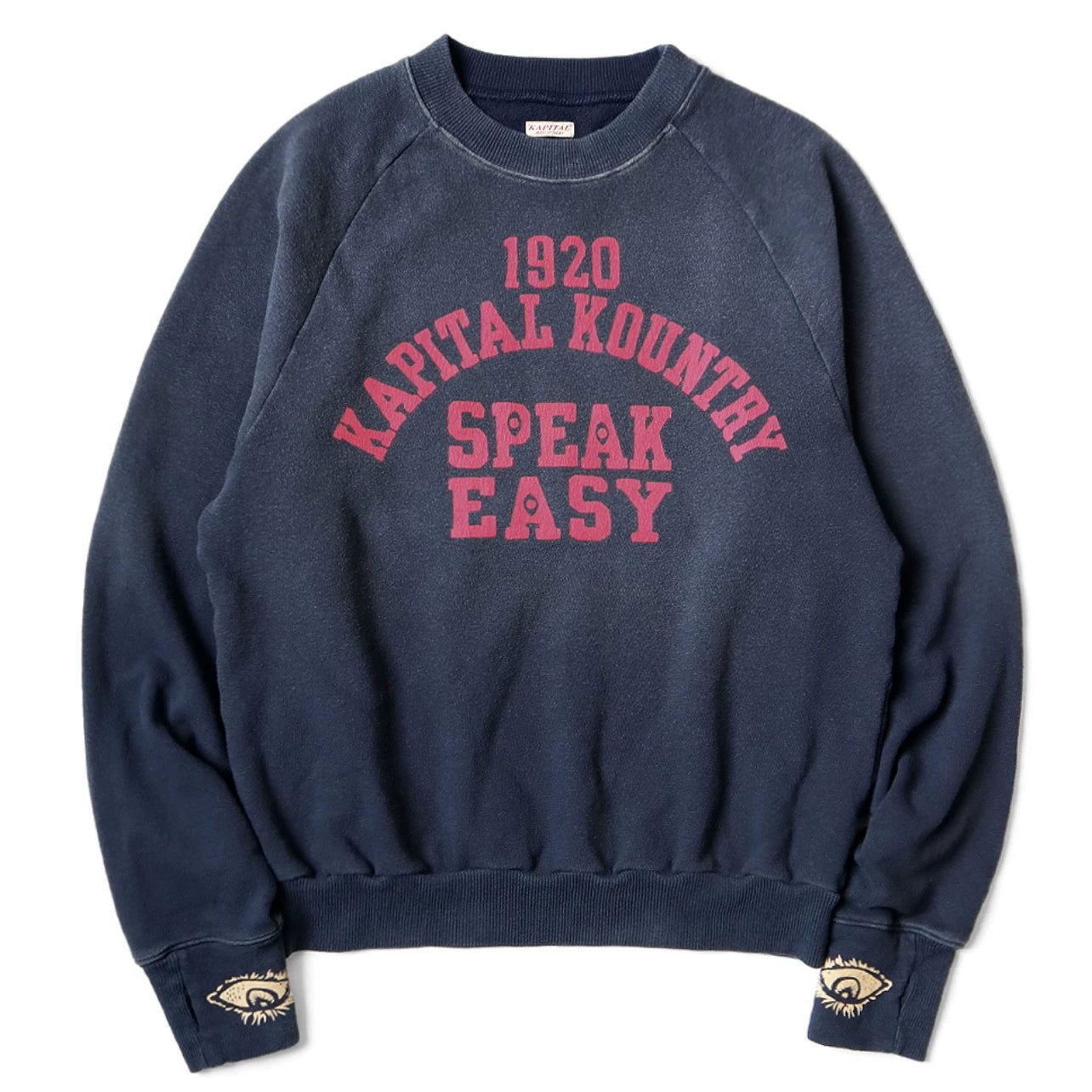Kapital 25SS Japanese Casual Sweatshirt - Eye Print Distressed Loose Crewneck Pullover