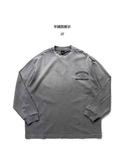 Distressed washed round neck pullover loose fit American style T-shirt