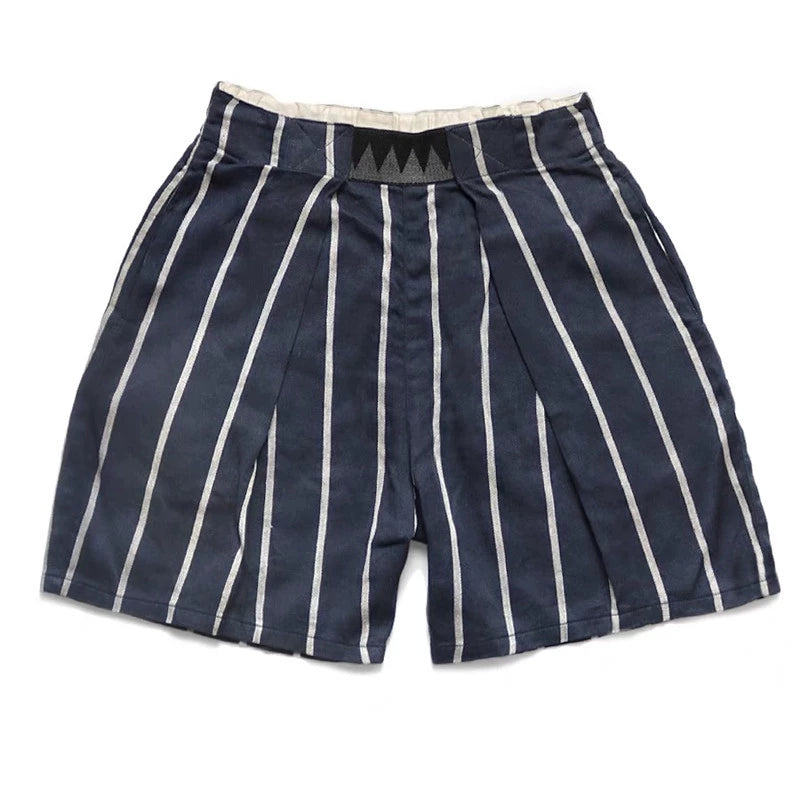 Japanese retro trend cotton and linen adjustable elastic casual shorts