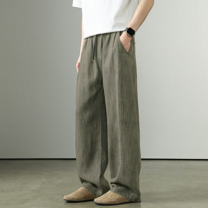 Premium Tencel Linen Wide Leg Pants – Loose Straight Lyocell Breathable Summer Slacks for Men | Japanese vintage | yamalin clothes | Yamalinclothes