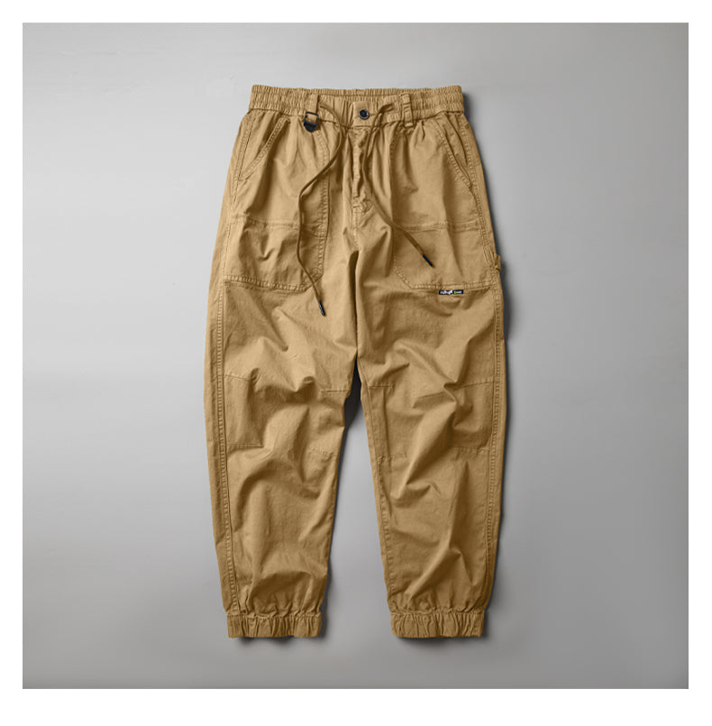 Japanese casual pants, men's spring pure cotton washed loose American overalls