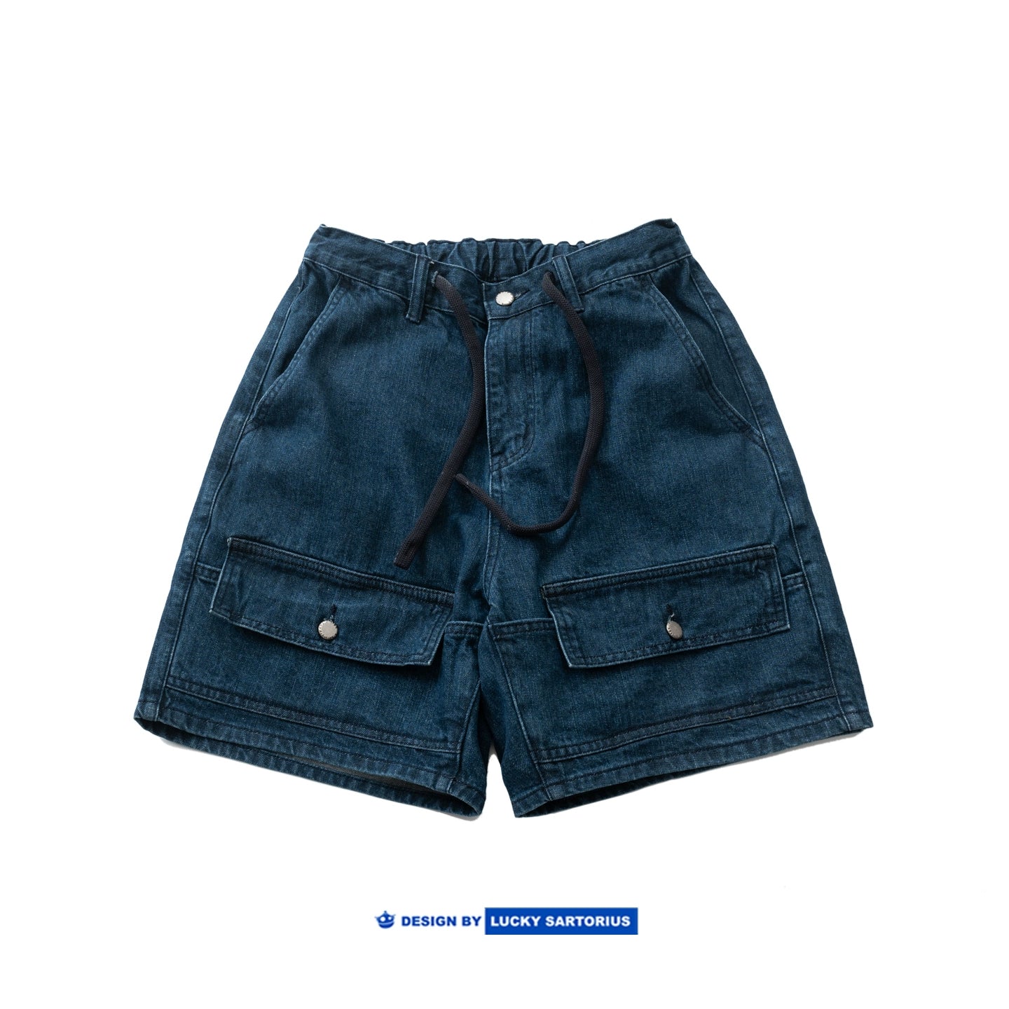 Summer men's new day-to-day workwear style double pocket loose drawstring elasticated waist denim shorts for men and women
