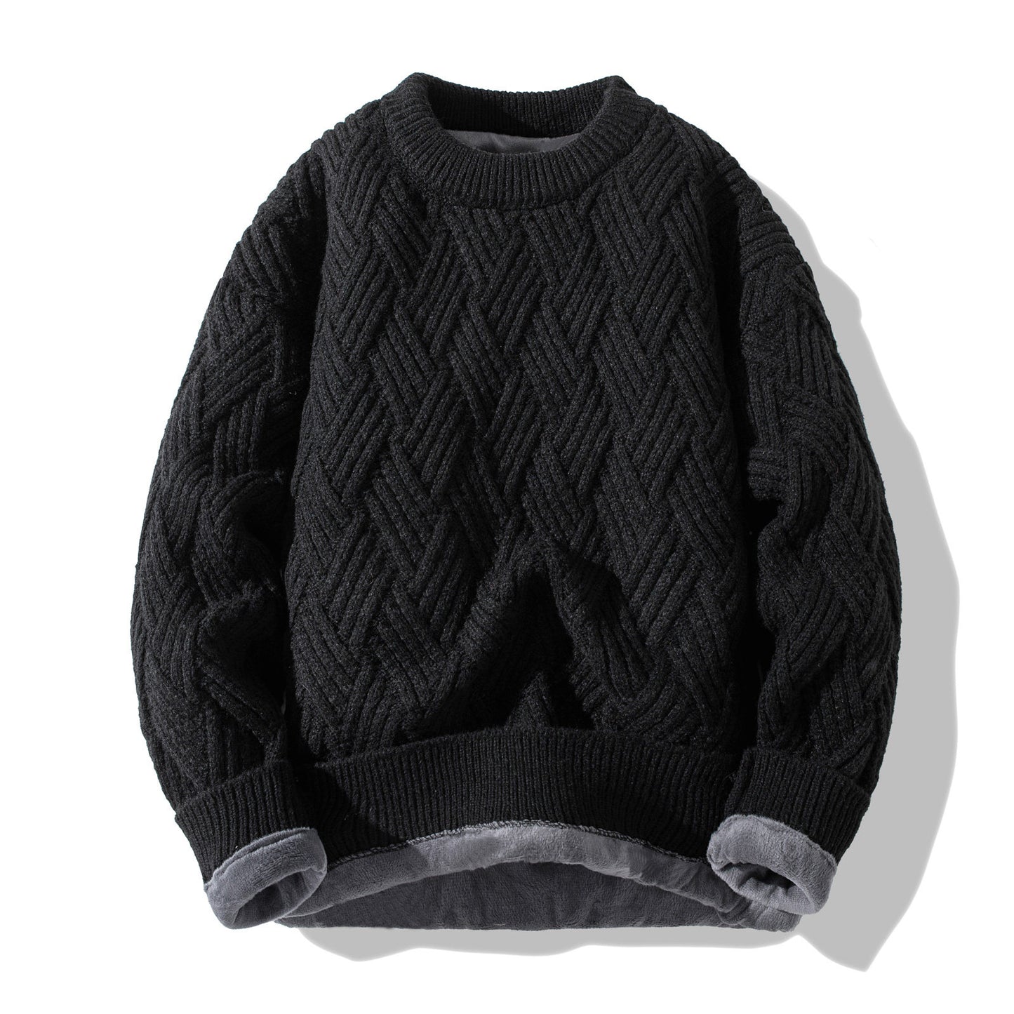 Chunky Twist Knit Sweater – Fleece-Lined Thickened Pullover Unisex Winter Knitwear – Japanese vintage | yamalin clothes | Yamalinclothes