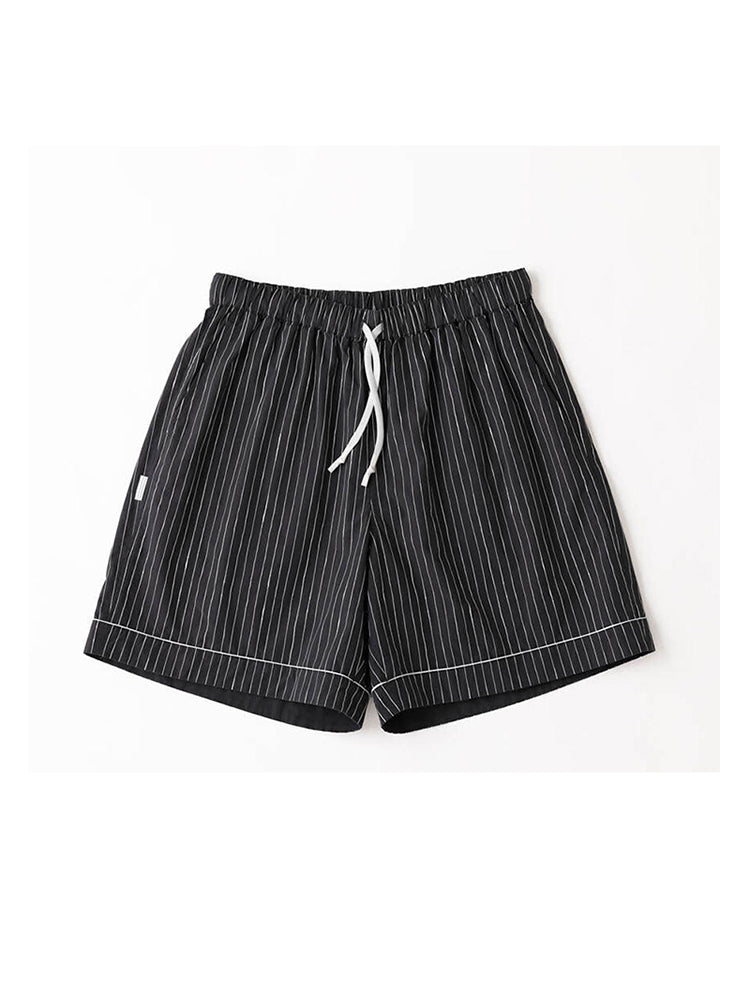Japanese summer hand-painted stripes loose drawstring elastic trend casual sports shorts