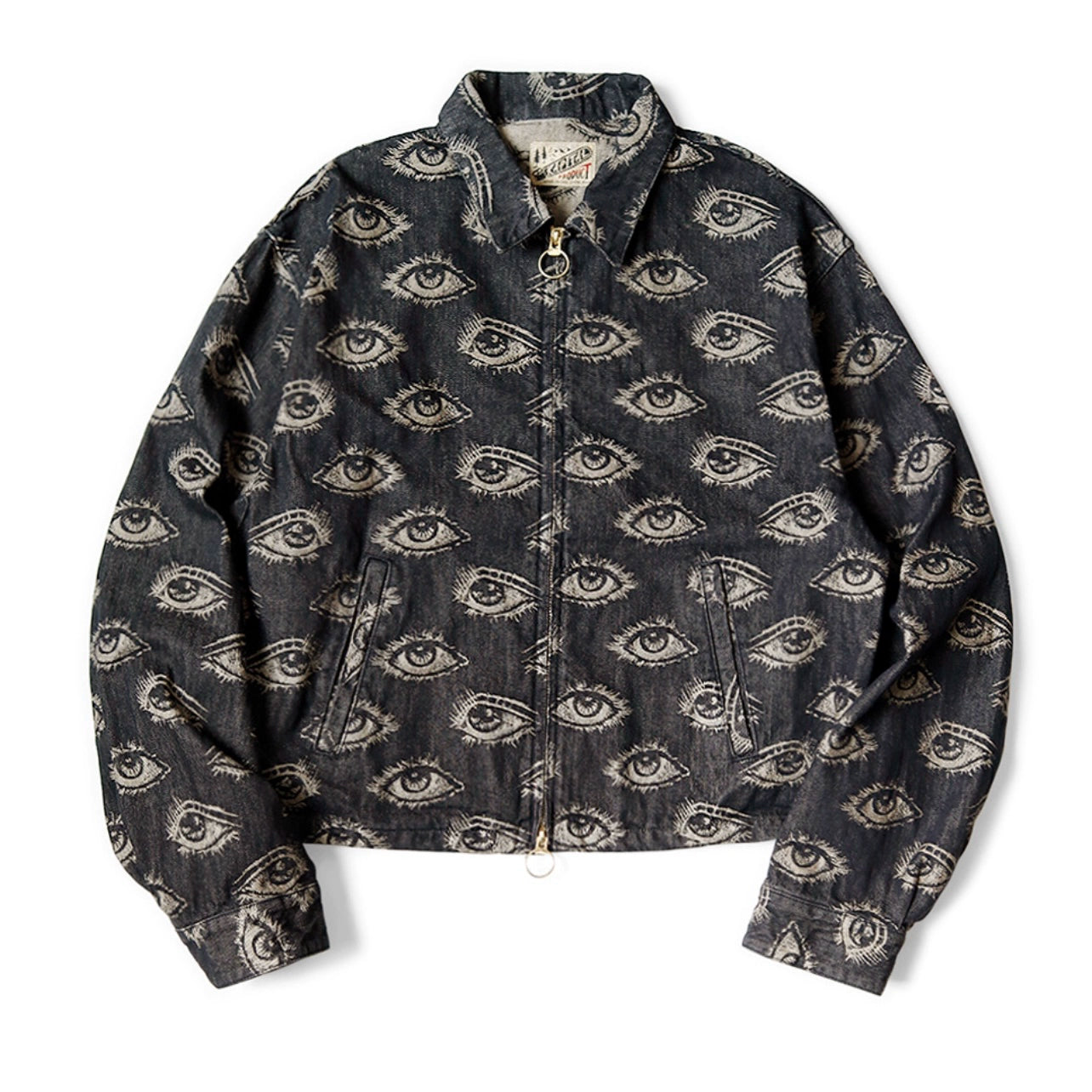 Japanese casual eye-embroidered denim retro lapel long-sleeved jacket