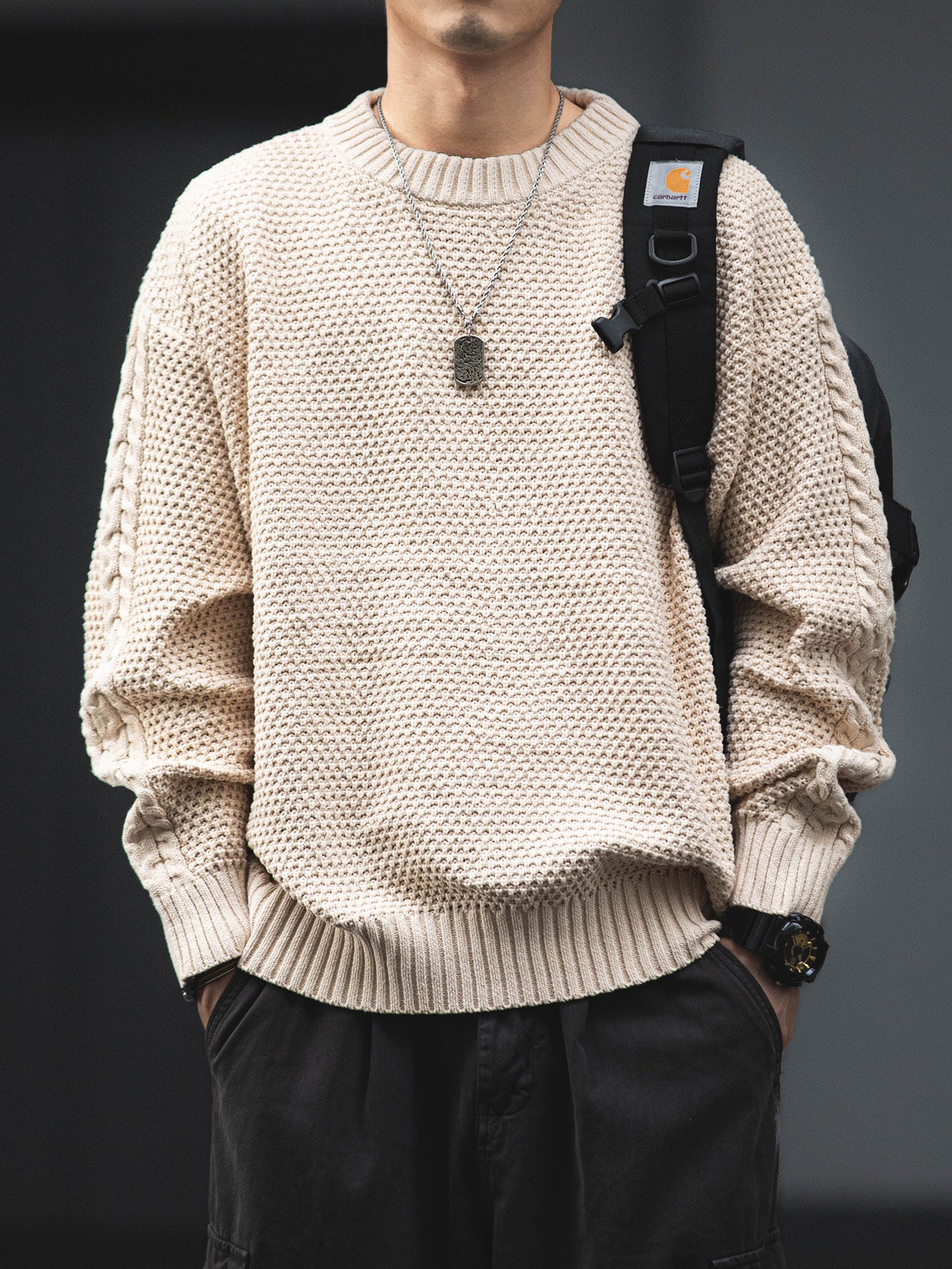 American Vintage Heavyweight Chunky Knit Pullover Sweater – Loose Unisex Autumn Winter – Japanese vintage | yamalin clothes | Yamalinclothes