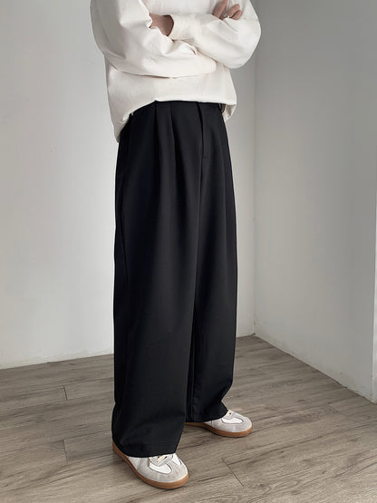 Japanese Retro Double Pleated Wide-Leg Suit Pants – Oversized Unisex Slacks