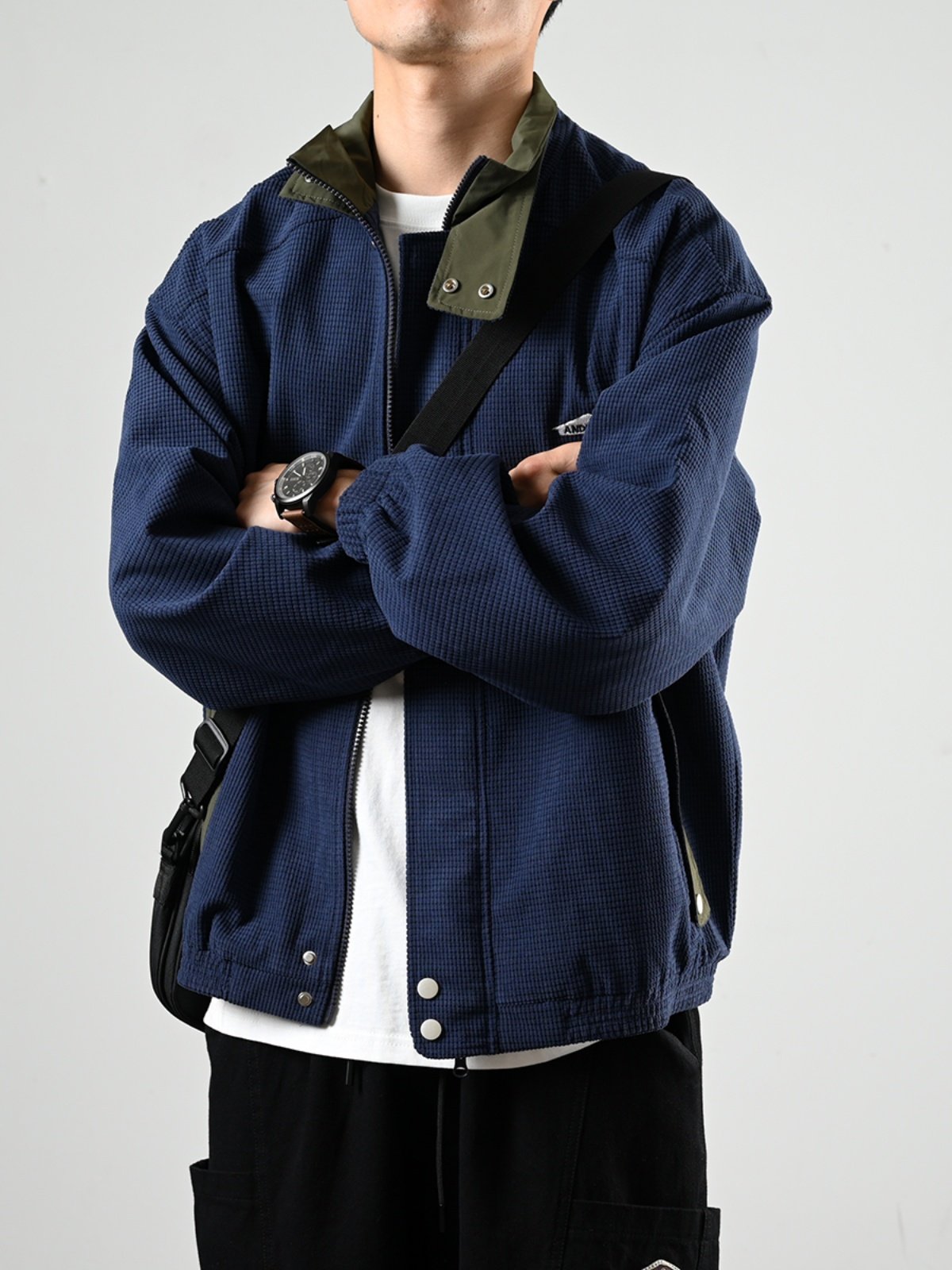 Corduroy Jacket – Contrast Stand Collar & Pocket Trim | Yamalinclothes