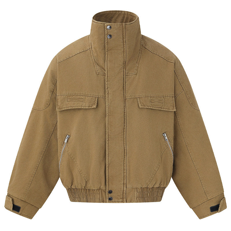 Washed Cargo Flight Jacket – Vintage Drop-Shoulder Oversized Unisex