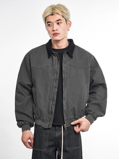 Detroit Cargo Denim Padded Winter Jacket – Retro Lapel Unisex