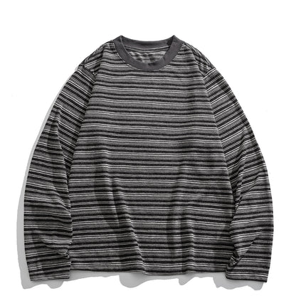 Japanese Vintage Stripe Long-Sleeve T-Shirt – Relaxed Unisex Base Layer Top