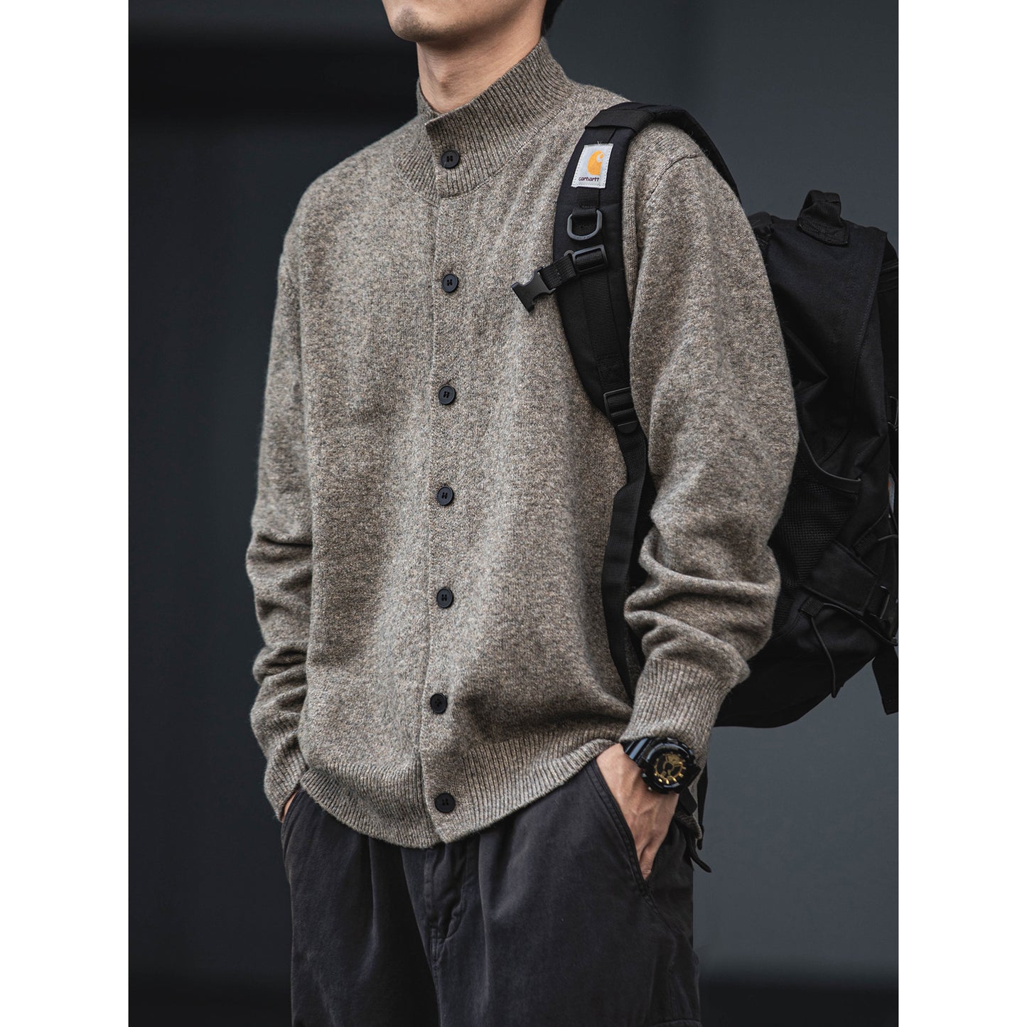 Wool Blend Half-Turtleneck Cardigan – Old Money Knit Men – Japanese vintage | yamalin clothes | Yamalinclothes