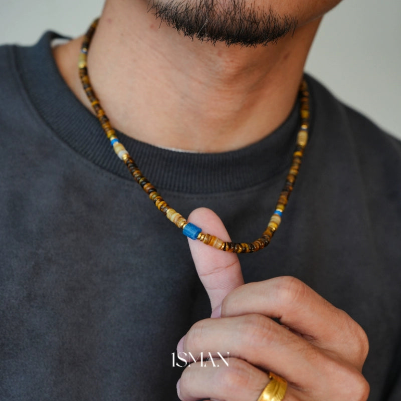 Original design retro niche tiger eye stone abacus bead necklace high-grade beaded natural stone