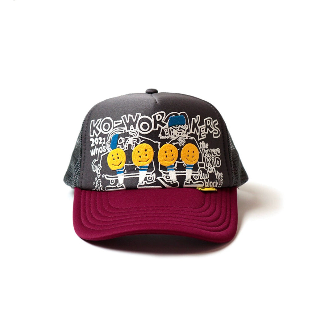 two-color graffiti print smiley face stitching adjustable cap baseball cap
