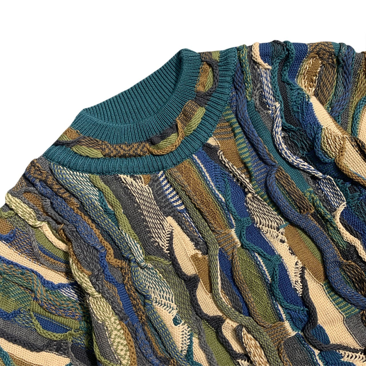 vintage Hirata and Hongfeng Heavy Industries bitter gourd pattern jacquard three-dimensional wave retro pullover sweater