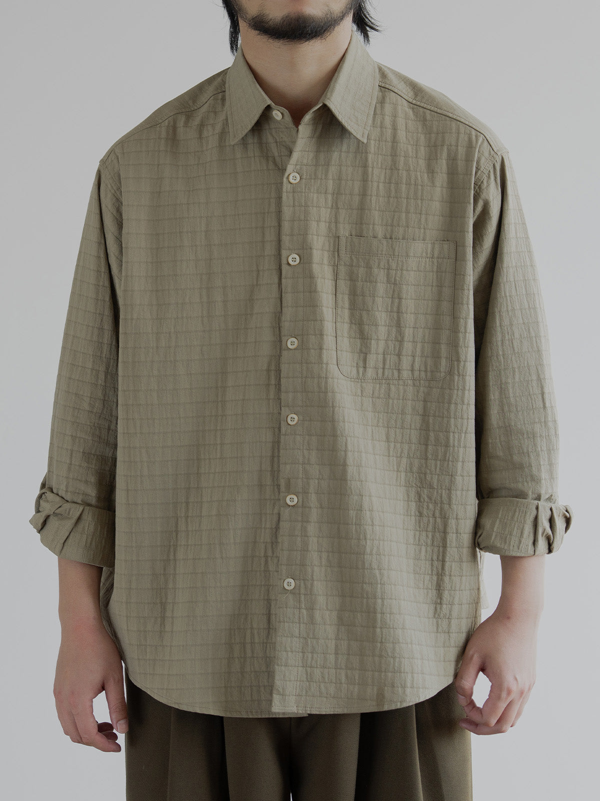 Japanese vintage spring long sleeve shirt men's texture plaid premium silhouette loose casual jacket