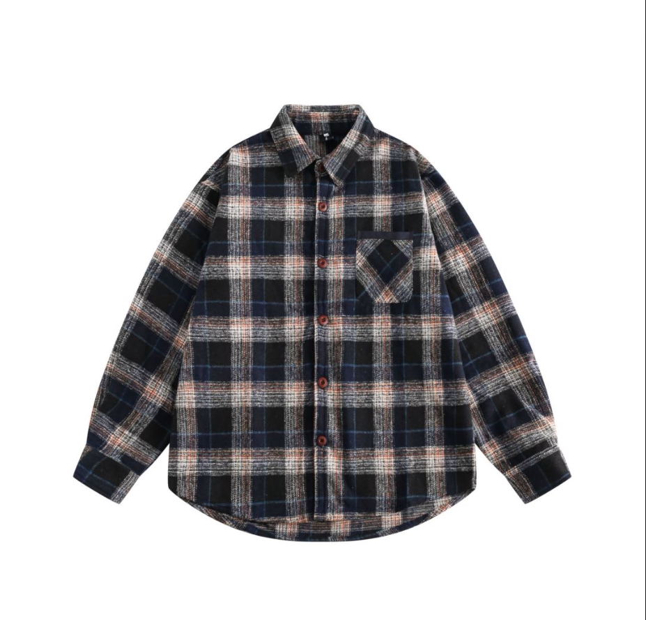 Japanese Vintage Wool-Blend Plaid Shirt – Oversized Unisex Long-Sleeve Preppy Shirt – Japanese vintage | yamalin clothes | Yamalinclothes