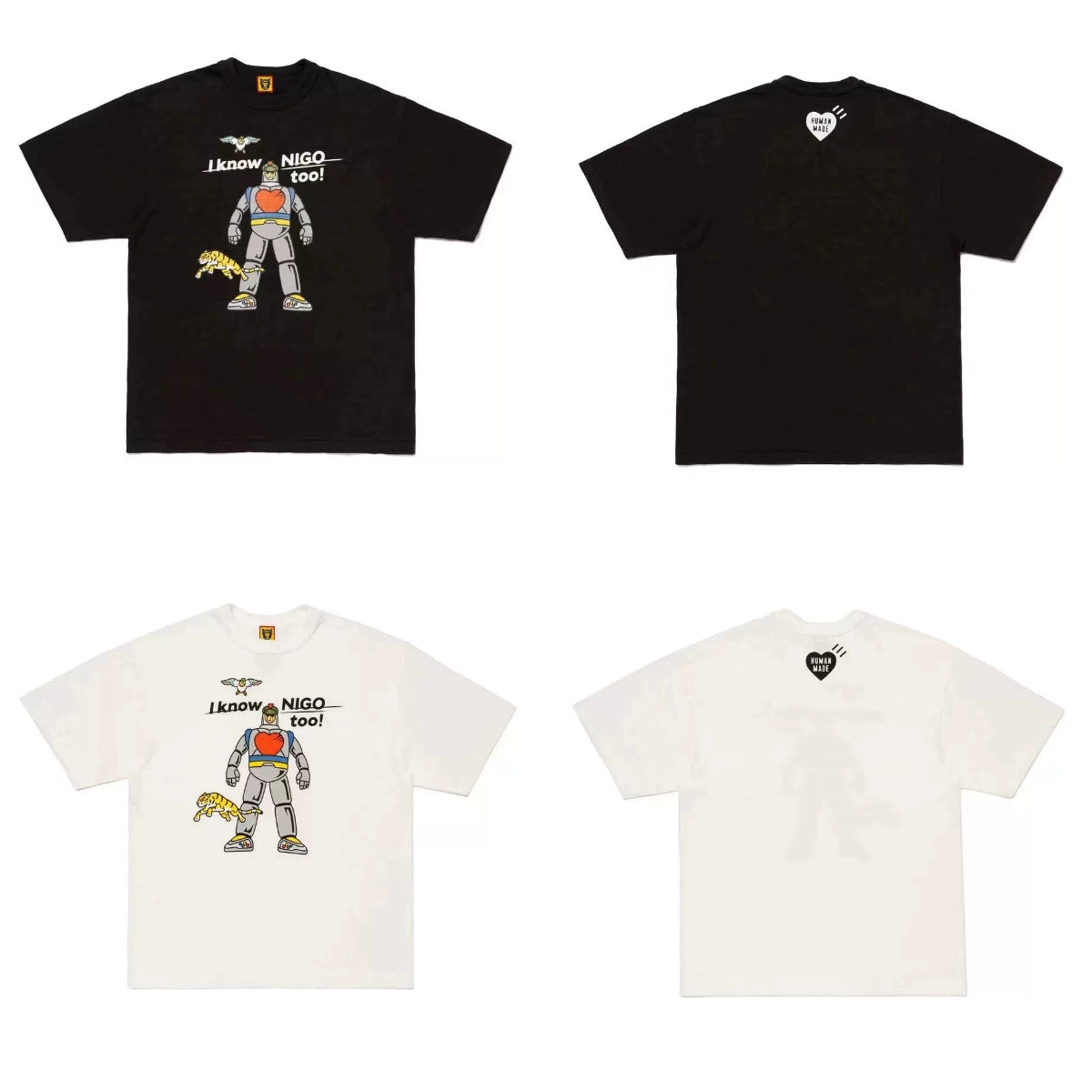 Japanese cartoon animal print bamboo cotton short sleeve T-shirt Heavy 280g retro duck
