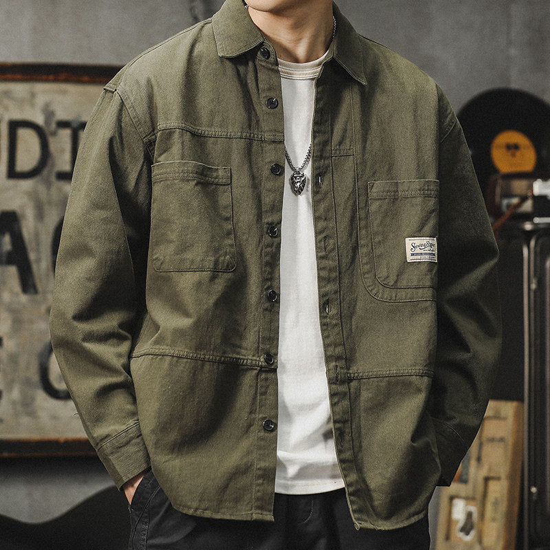 American cargo shirt jacket jacket men's 2026 fall/winter new loose Japanese retro casual long-sleeved shirt | Japanese vintage | yamalin clothes | Yamalinclothes