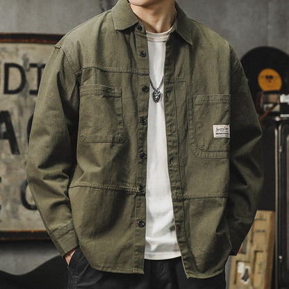 American cargo shirt jacket jacket men's 2026 fall/winter new loose Japanese retro casual long-sleeved shirt | Japanese vintage | yamalin clothes | Yamalinclothes