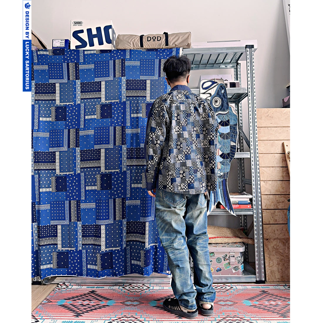 Ethnic Wind Pattern Front and back stitching long-sleeved shirt jacket for men and women