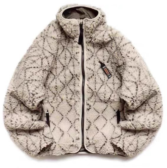 23AW  Kazuhiro Hirata fleece men and women wear a turtleneck zippered long-sleeved jacket jacket on both sides