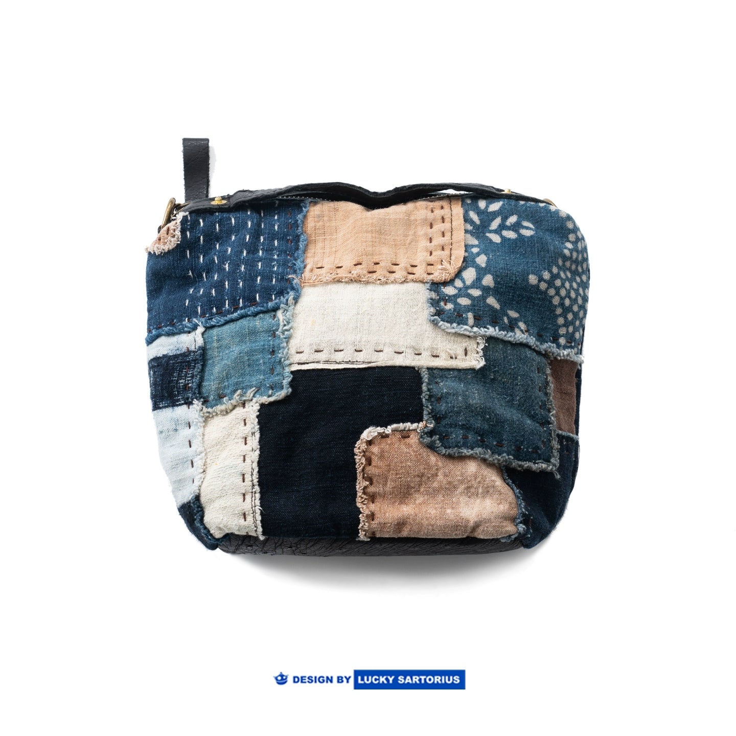 Vintage indigo, blue-dyed ancient cloth panels, hand-embroidered ostrich skin, crossbody bags, shoulder bags, handbags, men's and women's bags