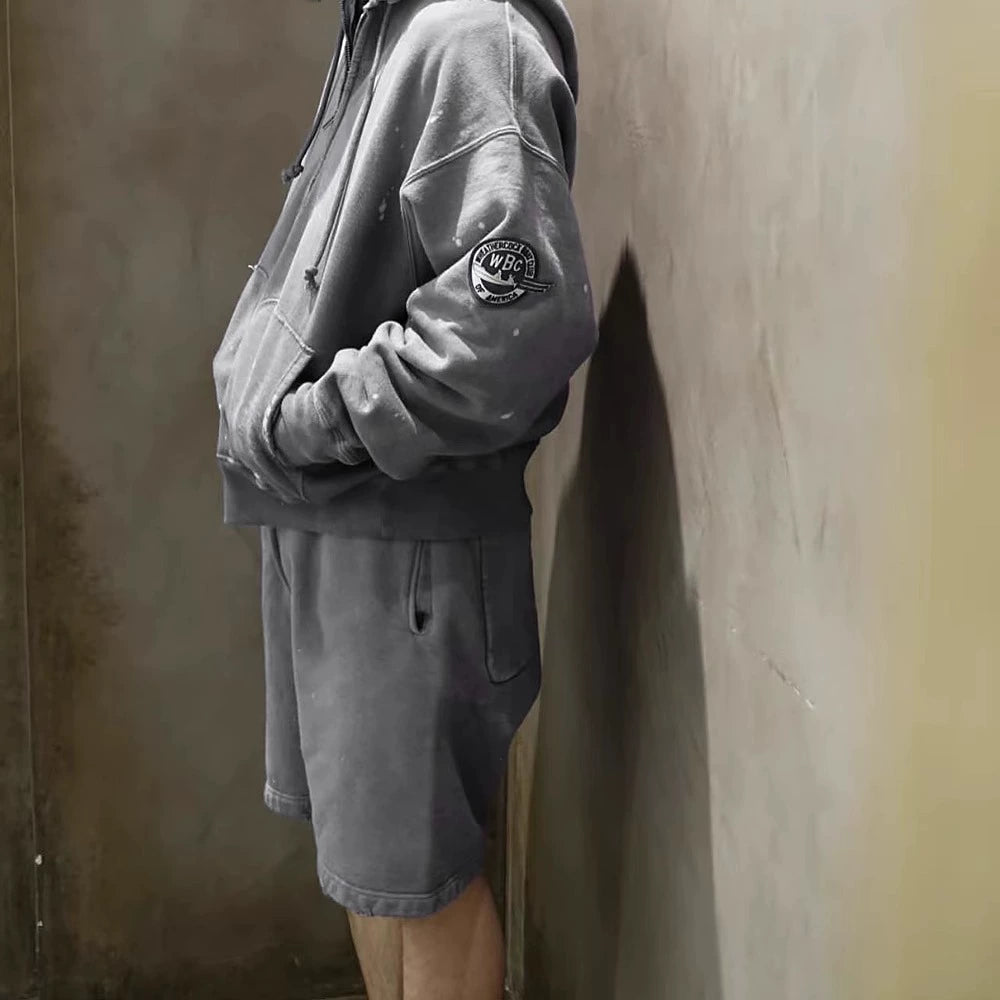 Japanese overalls, sports, washed, old fried pants, shorts, five-cent pants