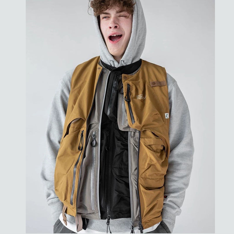 Japanese functional multi-pocket men's and women's same loose tooling mountain city functional vest vest