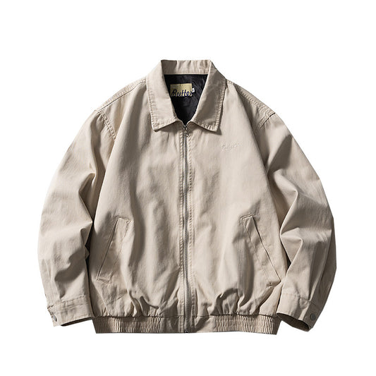 Washed Cotton Lapel Cargo Jacket – Retro Loose Unisex Casual Streetwear – Japanese vintage | yamalin clothes | Yamalinclothes
