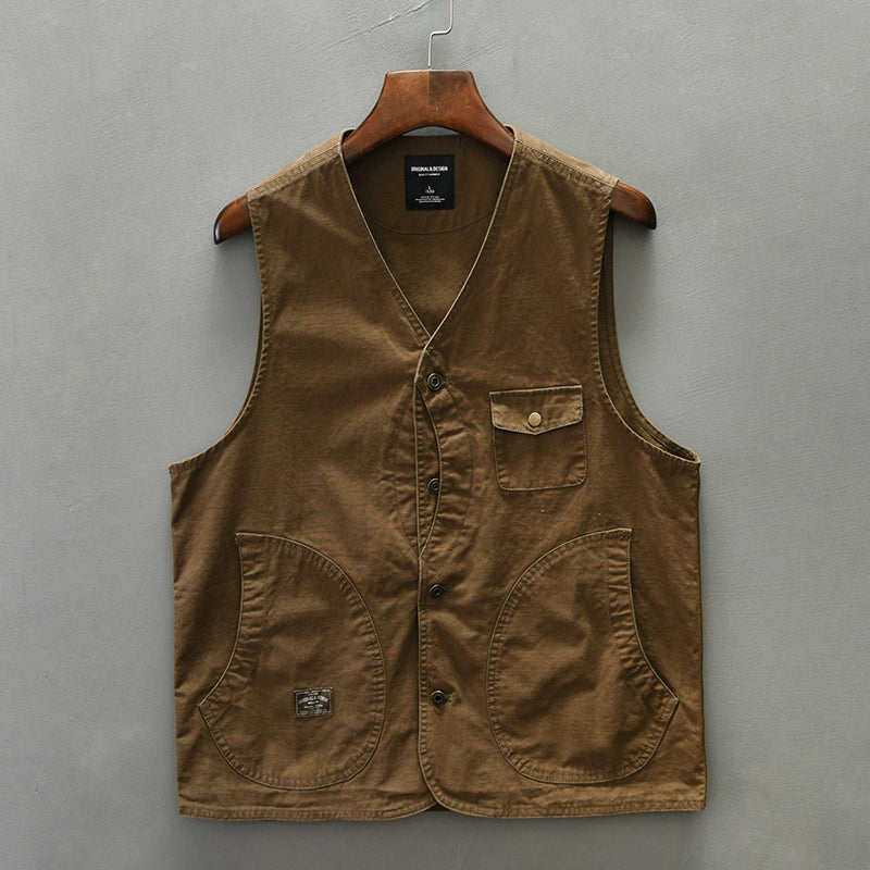 High-quality cotton overalls vest men's spring and summer thin trendy casual loose large size sleeveless vest shoulder horse clip