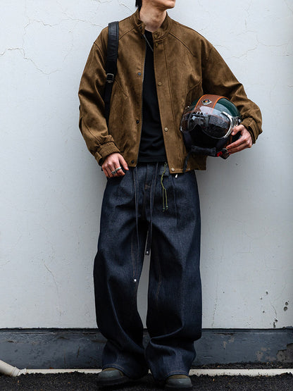 Suede Harrington Jacket – American Vintage Oversized Unisex – Japanese vintage | fall outfits 2026 | fall winter outfits | classy winter outfits | lazy comfy outfits | japanese streetwear | vintage workwear | yamalin clothes | Yamalinclothes