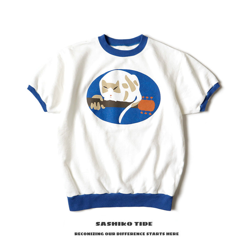 Japanese couple round neck short-sleeved T-shirt