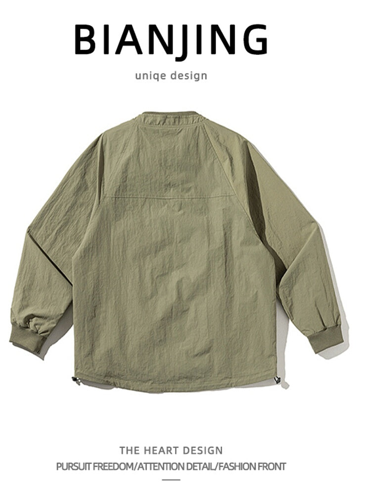 Mountain outdoor functional windbreaker jacket men's pocket stitching loose retro casual handsome versatile jacket jacket men