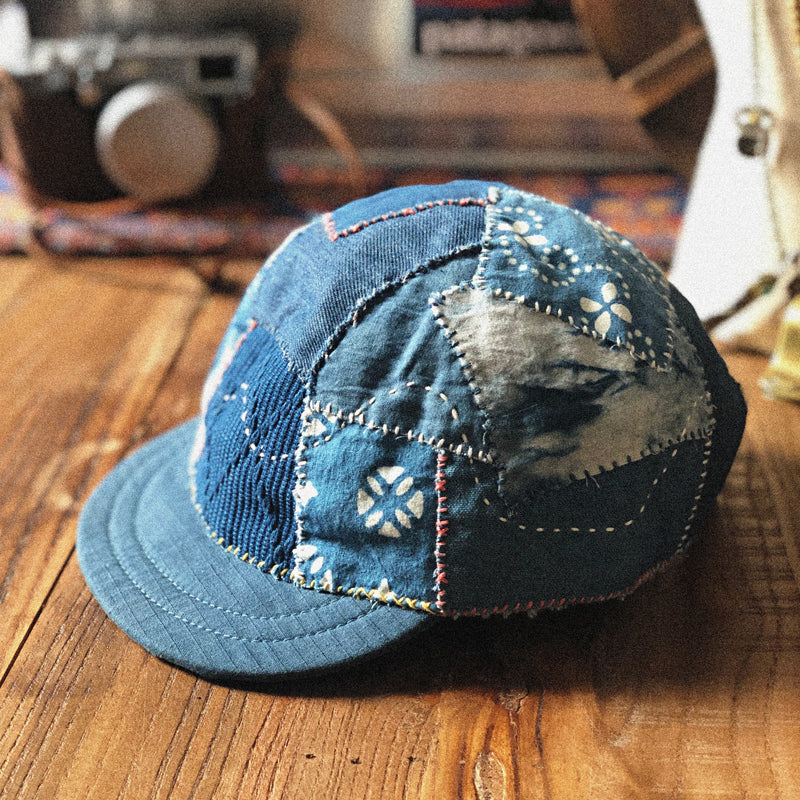 All handmade indigo dyed patches patches ragged hand-embroidered short-brimmed caps adjustable size men's and women's caps